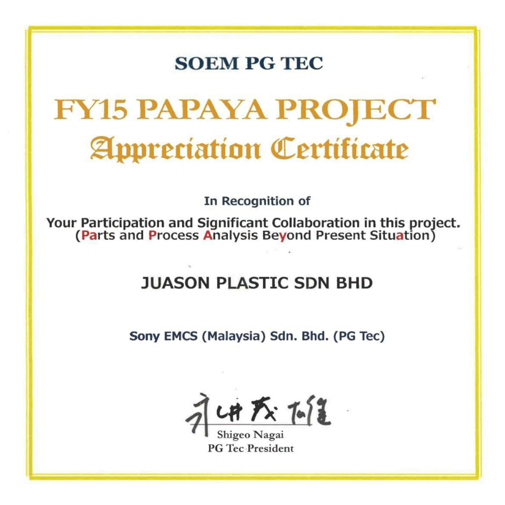 fy15 papaya project certificate